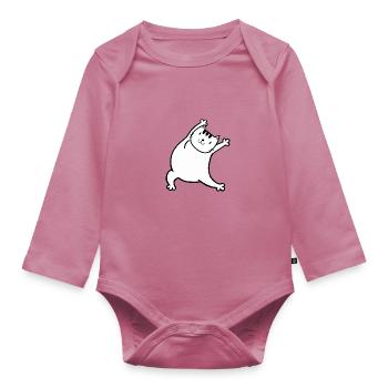 Gym Cat Gymnastik Yoga Katze Mietze Mietzekatze - Baby Bio-Langarm-Body - Mauve - Vorne