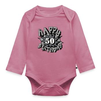 50.Geburtstag,50 Jahre,Airbrush, Happy Birthday(25 - Baby Bio-Langarm-Body - Mauve - Vorne