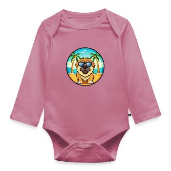 Tibetische Dogge Hunderasse Cartoon Sonnenbrille Strand - Baby Bio-Langarm-Body - Mauve - Vorne