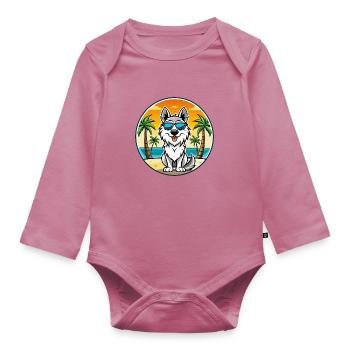 Carpathian Shepherd Dog Breed Cartoon Sunglasses - Organic Longsleeve Baby Bodysuit - mauve - Front