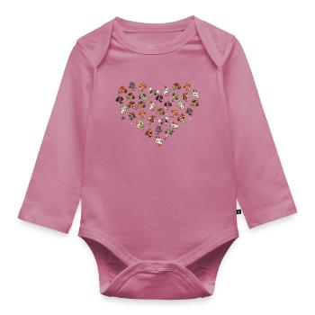 Pony Weihnachts-Herz - Baby Bio-Langarm-Body - Mauve - Vorne