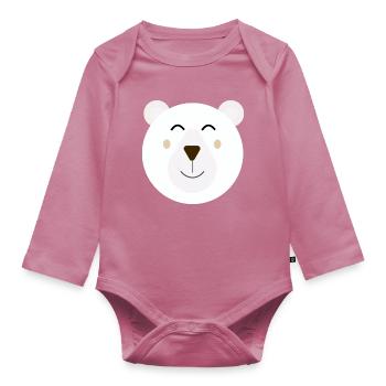 Süßer glücklicher Eisbär - Baby Bio-Langarm-Body - Mauve - Vorne