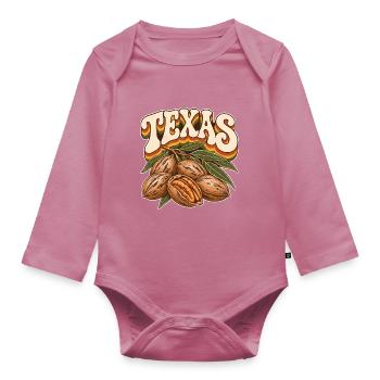 Texas Pekannuss Retro Typografie - Baby Bio-Langarm-Body - Mauve - Vorne