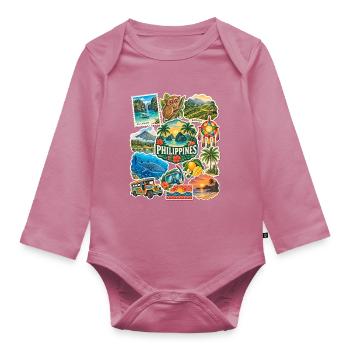 Philippinen Reisesticker - Baby Bio-Langarm-Body - Mauve - Vorne