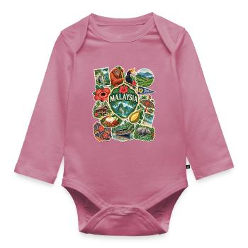 Malaysia Reisesticker - Baby Bio-Langarm-Body - Mauve - Vorne