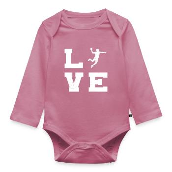 Geschenkidee für den Handballspieler mit Ballsport - Baby Bio-Langarm-Body - Mauve - Vorne