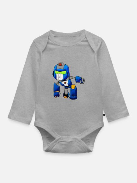 Robot - Baby Bio-Langarm-Body - Grau meliert