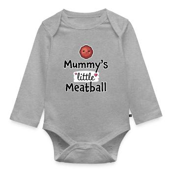 Mummy's Little Meatball – Baby & Kids Clothes - Organic Longsleeve Baby Bodysuit - heather grey - Front