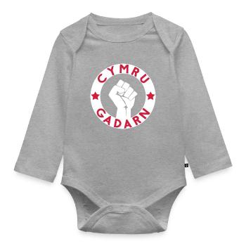 Cymru Gadarn - Baby Bio-Langarm-Body - Grau meliert - Vorne