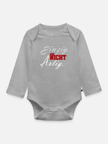 einzig aber nicht artig - Baby Bio-Langarm-Body - Grau meliert