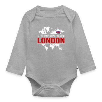 London - Baby Bio-Langarm-Body - Grau meliert - Vorne