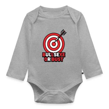 Bullseye oder Büste – Bogenschießdarts Zielabzeichen - Baby Bio-Langarm-Body - Grau meliert - Vorne