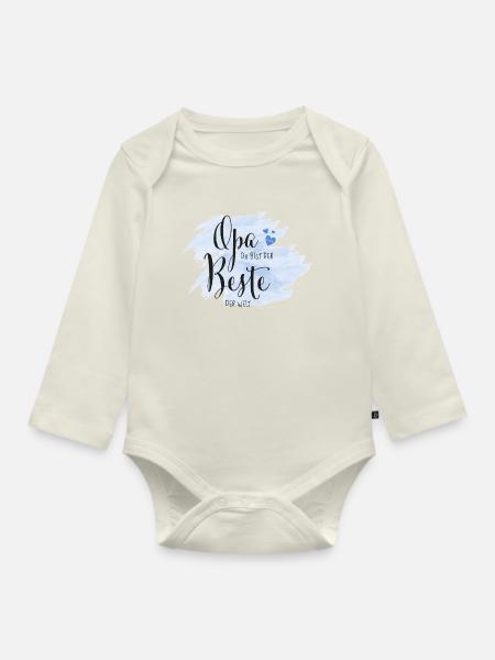 Opa du bist der Beste der Welt - Baby Bio-Langarm-Body - Naturweiß