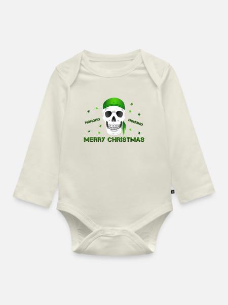 Merry Christmas - Baby Bio-Langarm-Body - Naturweiß
