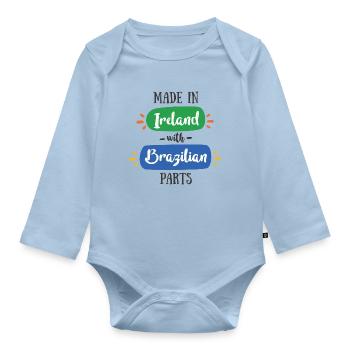 Made in Ireland with Brazilian Parts – Baby & Kids - Organic Longsleeve Baby Bodysuit - light blue - Front