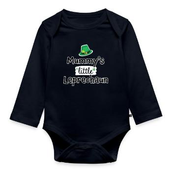 Mummy's Little Leprechaun – Baby & Kids Clothes - Organic Longsleeve Baby Bodysuit - navy - Front
