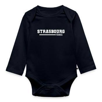 Strasbourg | France - Organic Longsleeve Baby Bodysuit - navy - Front