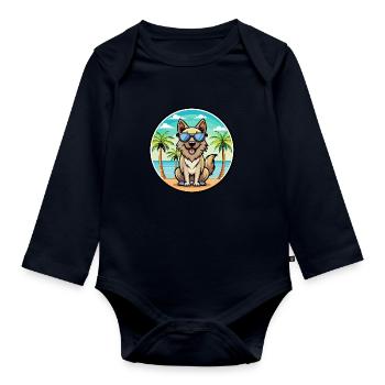 Carpathian Shepherd Dog Breed Cartoon Sunglasses - Organic Longsleeve Baby Bodysuit - navy - Front