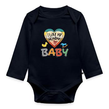 Baby I love Grandma Ich liebe Oma Familie - Baby Bio-Langarm-Body - Navy - Vorne