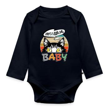 Baby Katze Sprüche Bester Opa Liebling Retro - Baby Bio-Langarm-Body - Navy - Vorne