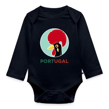 Hahn von Barcelos, Portugal - Baby Bio-Langarm-Body - Navy - Vorne