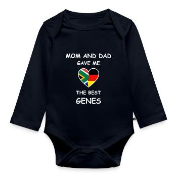 Südafrikanische Wurzeln & Deutschland - Best Genes - Baby Bio-Langarm-Body - Navy - Vorne
