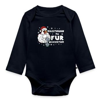 Masthuhn Für Wachstum Weihnachten Gym Kraftsport - Baby Bio-Langarm-Body - Navy - Vorne