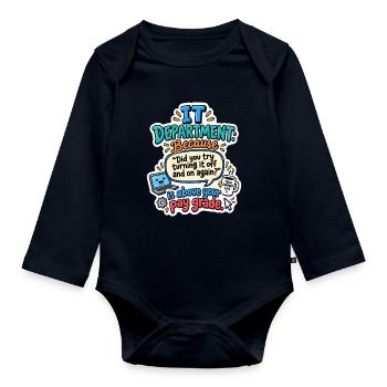 IT Abteilung Neustart Witz - Baby Bio-Langarm-Body - Navy - Vorne