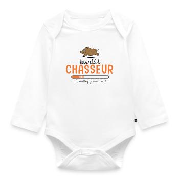 Bientôt Chasseur Body Bébé Cadeau Papa Chasse - Body Bébé bio manches longues - blanc - Devant