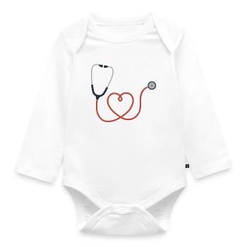 Stethoskop Logo Symbol Symbol - Baby Bio-Langarm-Body - Weiß - Vorne