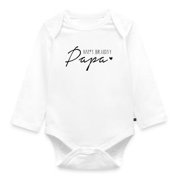 Happy Birthday, Papa-Geburtstagsgeschenk für Papa - Baby Bio-Langarm-Body - Weiß - Vorne