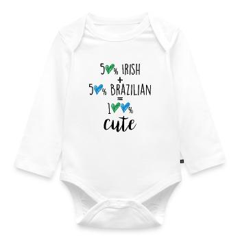 50% Iren + 50% Brasilianer - Baby Bio-Langarm-Body - Weiß - Vorne