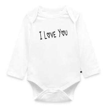 VALENTINSTAG. ICH LIEBE DICH. ICH LIEBE DICH. LIEBE. LIEBE - Baby Bio-Langarm-Body - Weiß - Vorne