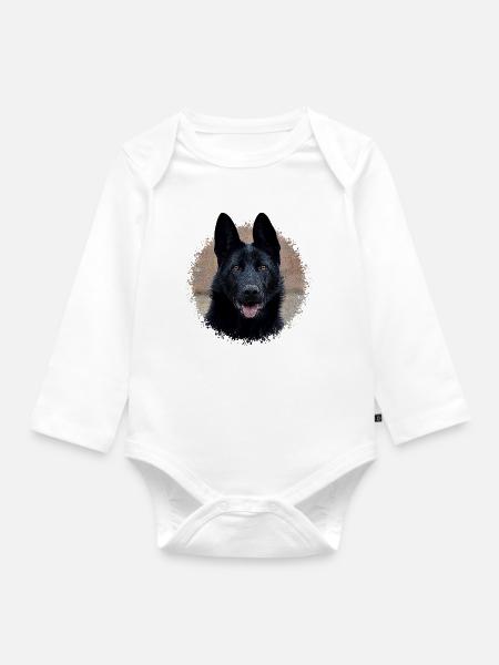 Schwarzer Schäferhund - Baby Bio-Langarm-Body - Weiß