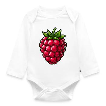 Himbeere, Obst - Baby Bio-Langarm-Body - Weiß - Vorne