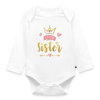 Little Sister Announcement – Baby & Kids Clothes - Organic Longsleeve Baby Bodysuit - white - Front