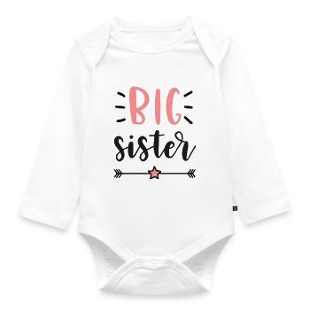 Big Sister Announcement – Baby & Kids Clothes - Organic Longsleeve Baby Bodysuit - white - Front