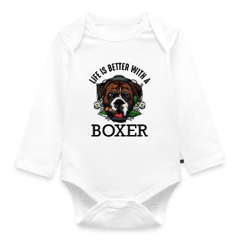 boxer - Organic Longsleeve Baby Bodysuit - white - Front
