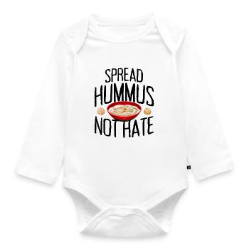 Spread Hummus Not Hate Vegan Geschenk Für Veganer - Baby Bio-Langarm-Body - Weiß - Vorne