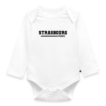 Strasbourg | France - Organic Longsleeve Baby Bodysuit - white - Front