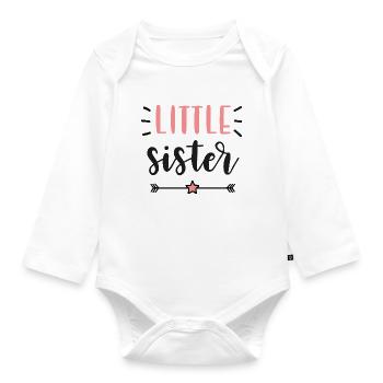 Little Sister Announcement – Baby & Kids Clothes - Organic Longsleeve Baby Bodysuit - white - Front