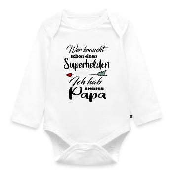 Superhelden Familie Papa - Baby Bio-Langarm-Body - Weiß - Vorne