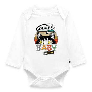 Baby Trinken Katze - Baby Bio-Langarm-Body - Weiß - Vorne