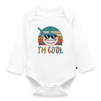 Baby Kinder Hai Fisch Tiere Lustig Sonnenbrille - Baby Bio-Langarm-Body - Weiß - Vorne