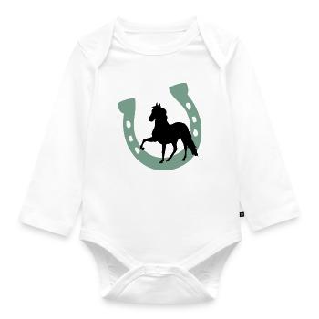 Baby Kind Pferd Hufeisen Einhorn Pony - Baby Bio-Langarm-Body - Weiß - Vorne