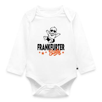 Baby Stadt Städte geboren in Frankfurt - Baby Bio-Langarm-Body - Weiß - Vorne