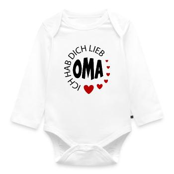 Baby Sprüche Ich hab dich lieb Oma - Baby Bio-Langarm-Body - Weiß - Vorne