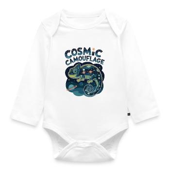 Kosmische Tarnung - Baby Bio-Langarm-Body - Weiß - Vorne