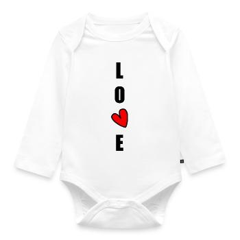 ICH LIEBE DICH. ICH LIEBE DICH. LIEBE. LIEBE. HERZ. - Baby Bio-Langarm-Body - Weiß - Vorne