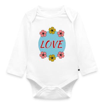 LIEBE. VALENTINSTAG. ICH LIEBE DICH. ICH LIEBE DICH. LIEBE - Baby Bio-Langarm-Body - Weiß - Vorne